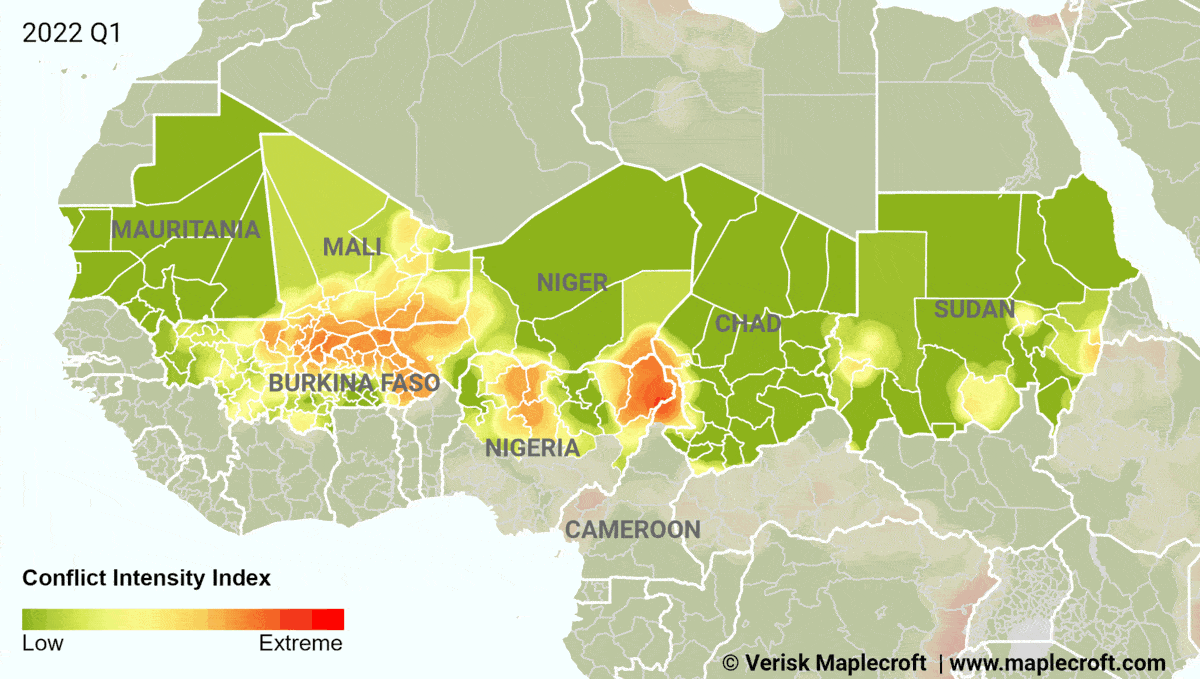 Figure 1: Conflict accelerated across the Sahel in 2022