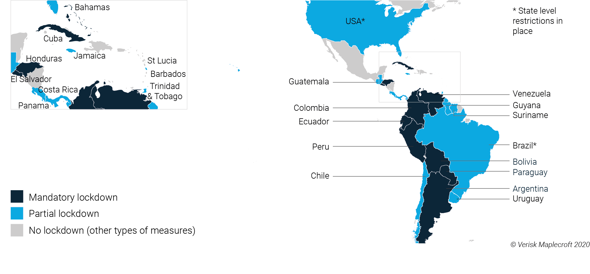 States' measures in response to COVID-19, as of 26 March 2020