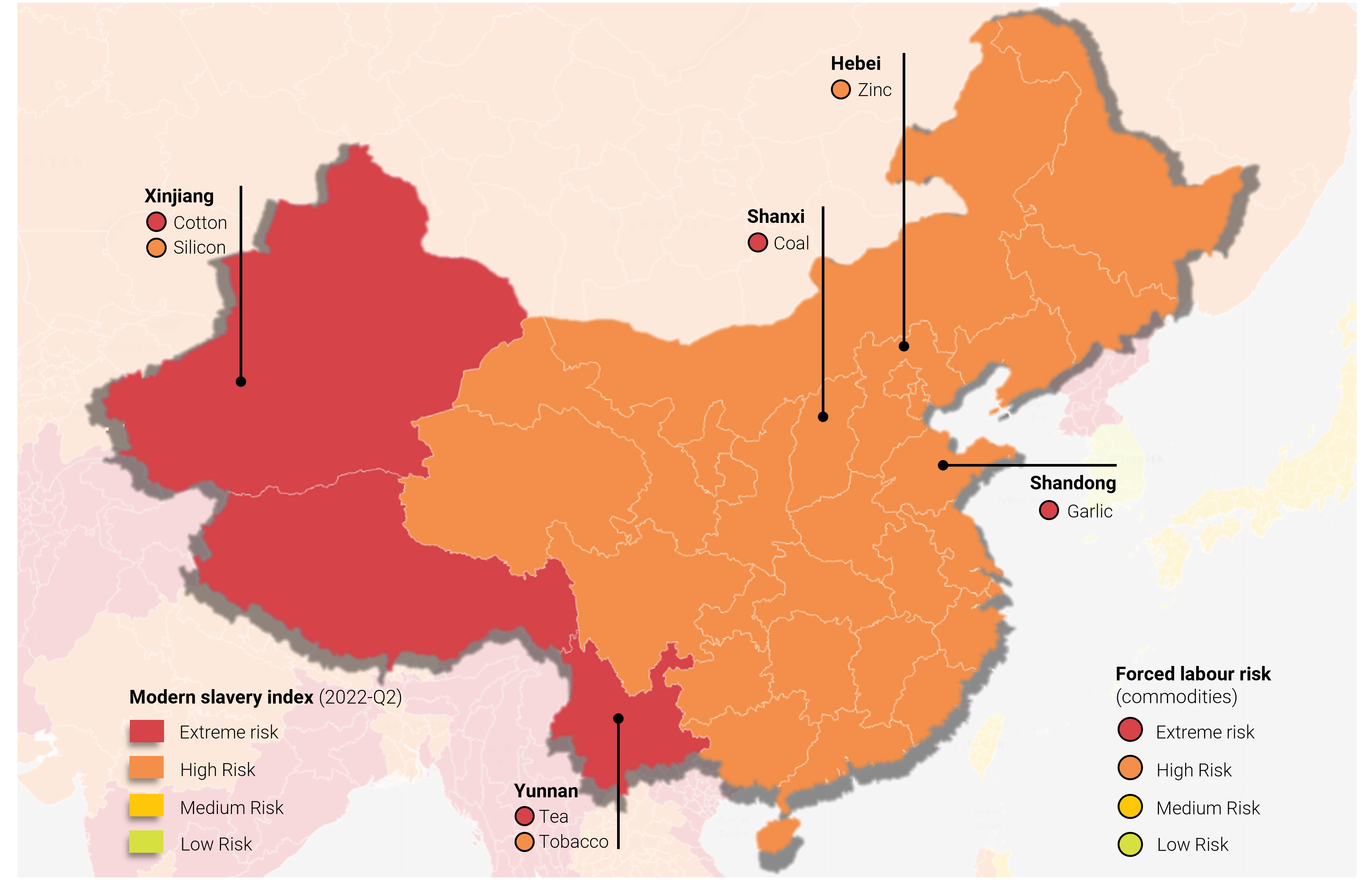 Commodity-linked forced labour risks are widespread in China