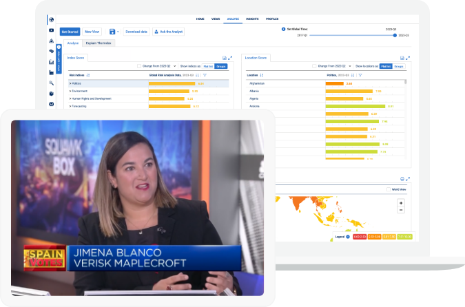 Laptop - Data in GRiD, tablet - Maplecroft on news channel