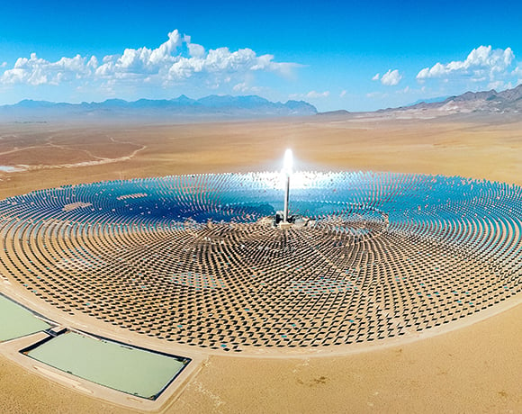 Climate & environment main image - Solar panels in a desert