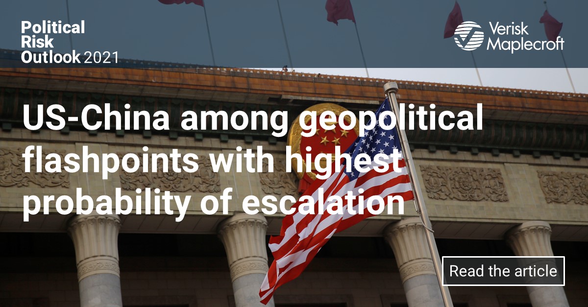USChina Among Geopolitical Flashpoints with Highest Probability of