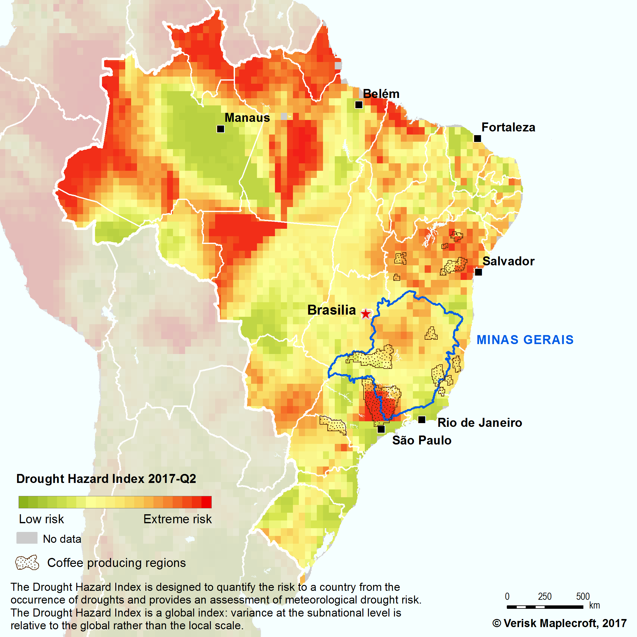 Brazil drought hazard index 2017 Q2_map