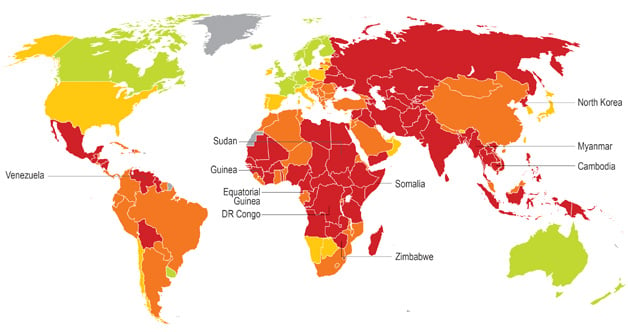 Corruption_risk_index_map_2014_Corruption Risk Index reveals long-term lack of will to tackle corruption in BRICs