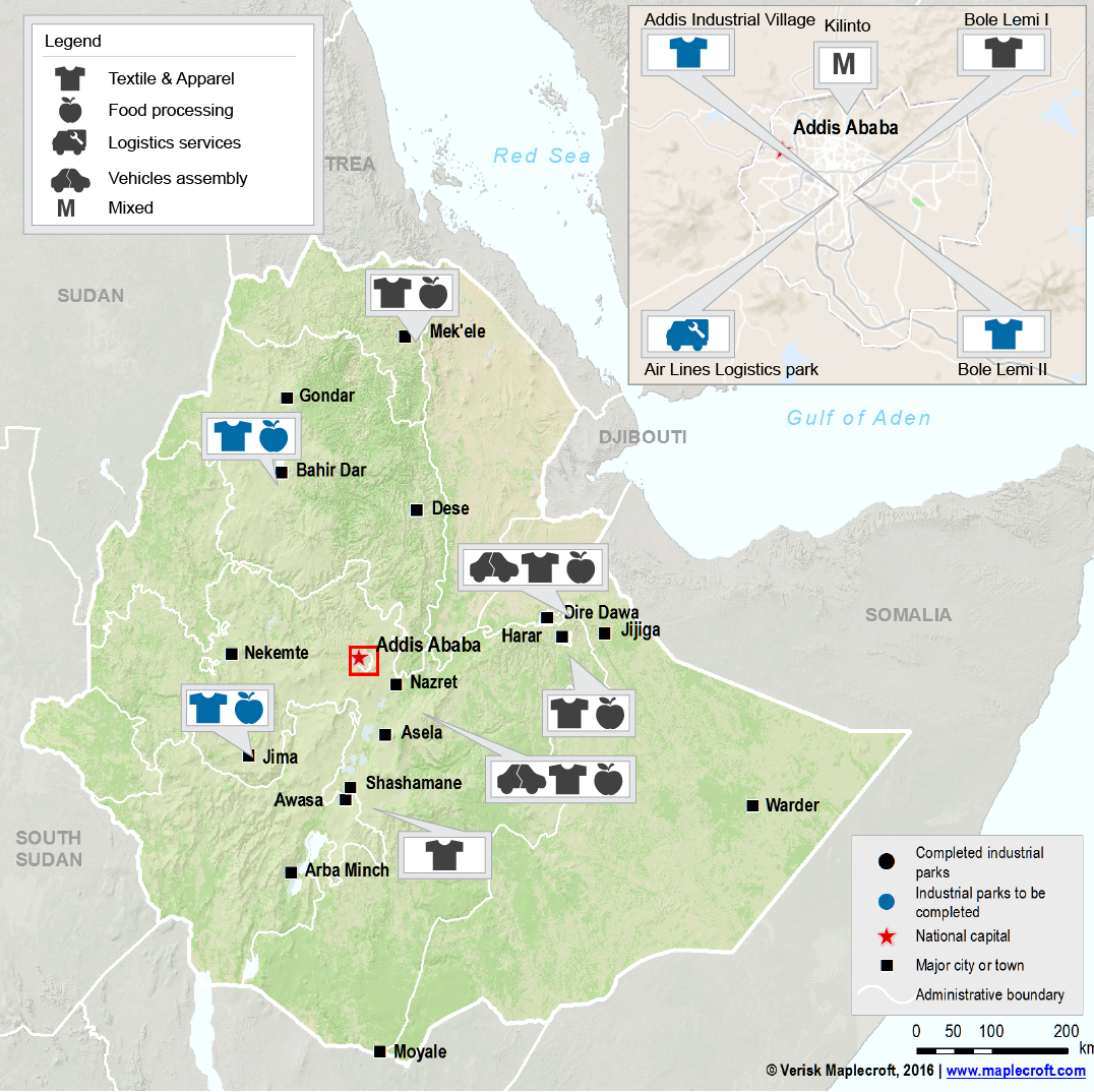 Map - Ethiopia Industrial parks_Ethiopia cotton