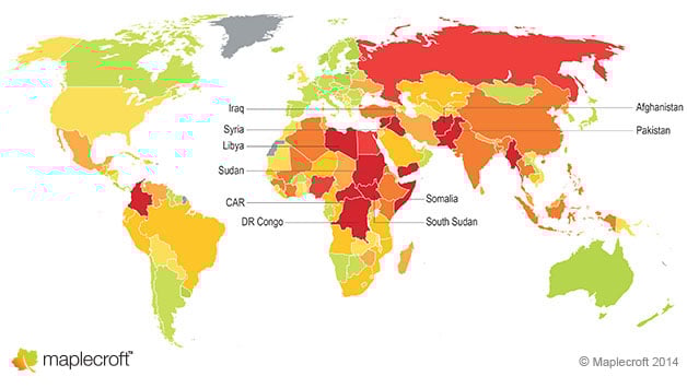 Maplecroft’s Conflict and Political Violence Index (CPVI)_map