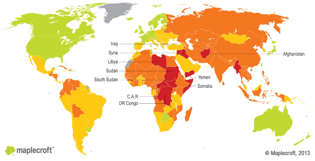 Politital Risk Dynamic Index_map_2014_Instability and conflict in MENA and East Africa drive global rise in political risk – Political Risk Atlas