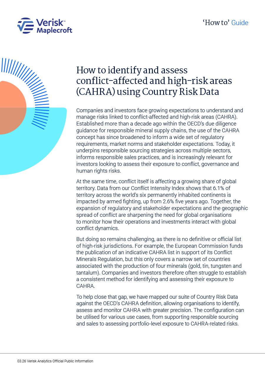 Guide - How to... identify and assess CAHRA using Country Risk Data