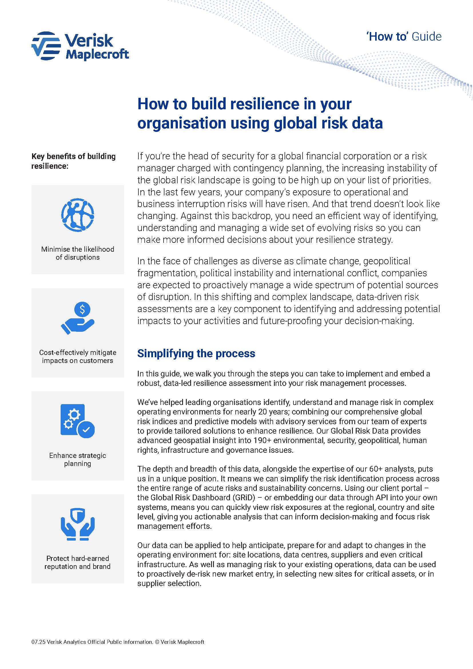 How to - How to build resilience in your organisation using global risk data