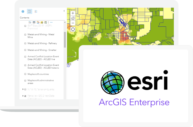 Laptop with Verisk Maplecroft data in Esri