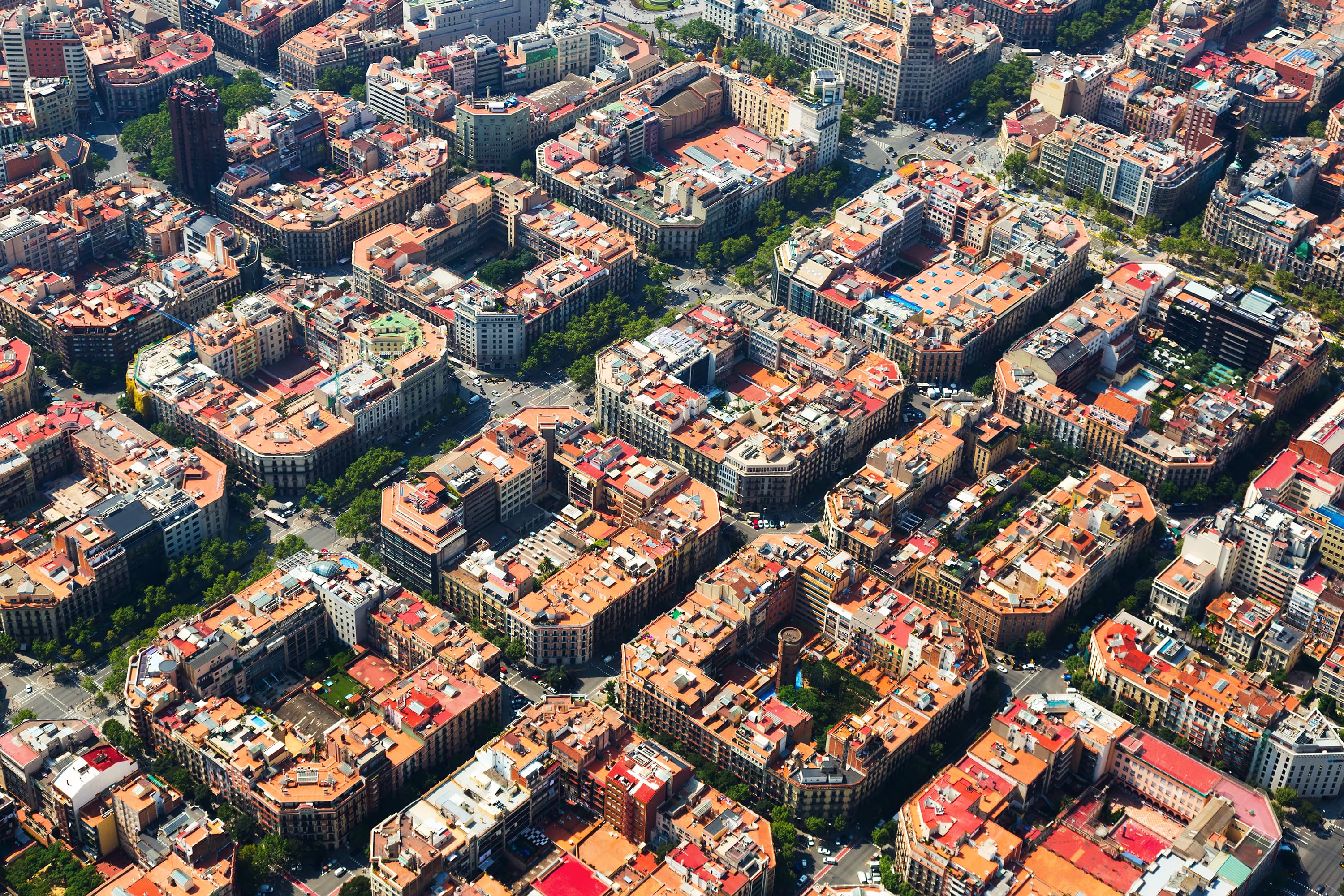 Вид сверху. Район Эшампле в Барселоне. Квартал Эшампле в Барселоне. Проект Эшампле Барселона. Квартальная застройка Барселоны.